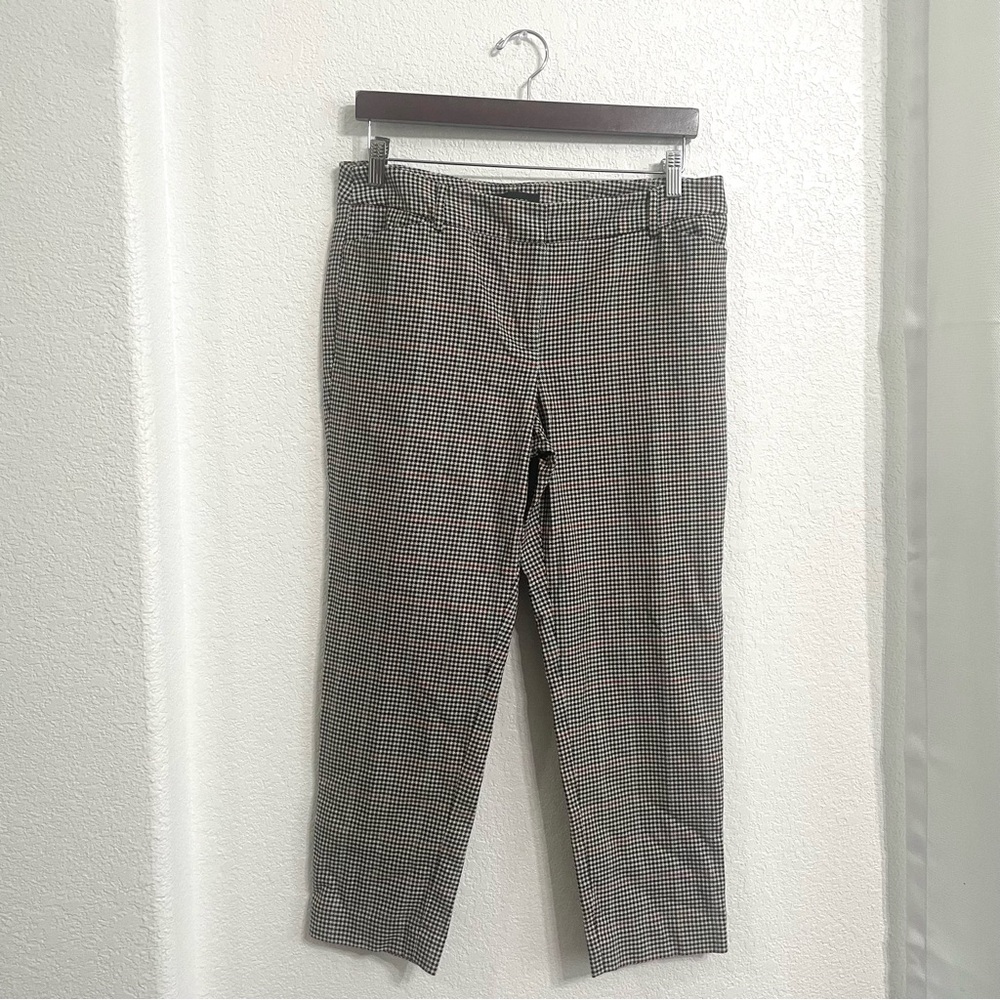 Talbots Womens Pants Black Cream Houndstooth Plaid Hampshire Ankle Size 10P